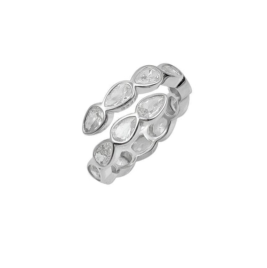 Ely Drop Adjustable Silver Ring